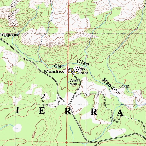 Topographic Map of Glenn Meadow Forest Service Facility, CA