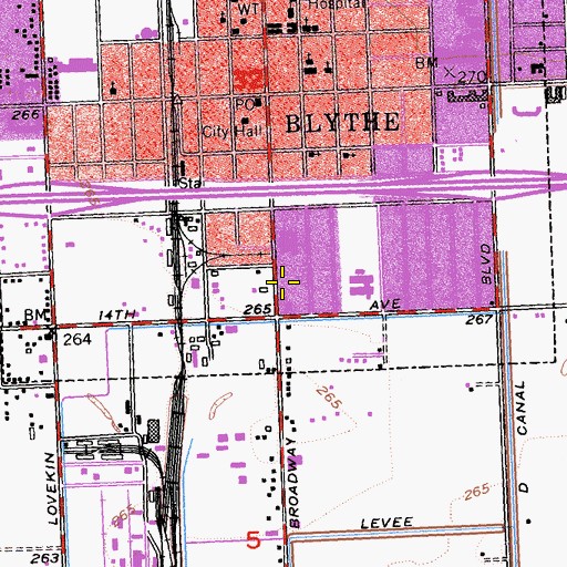 Topographic Map of California Highway Patrol - Blythe, CA