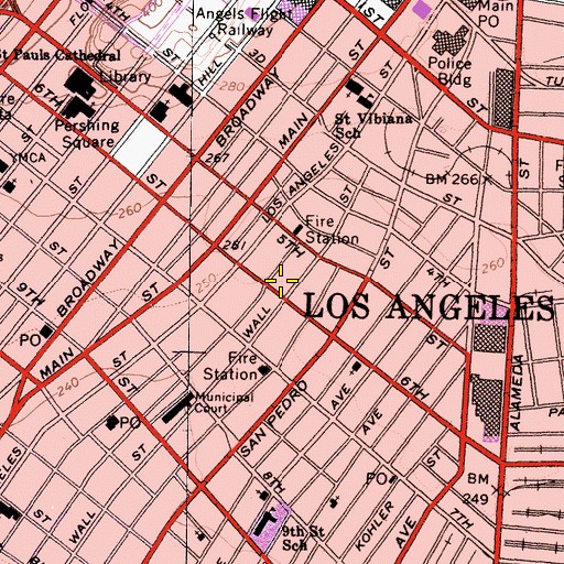 Topographic Map of Los Angeles Police Department Central Community Police Station, CA