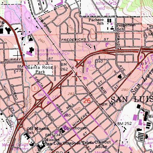 Topographic Map of California Highway Patrol - San Luis Obispo, CA