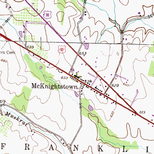 Topographic Map of McKnightstown Post Office, PA