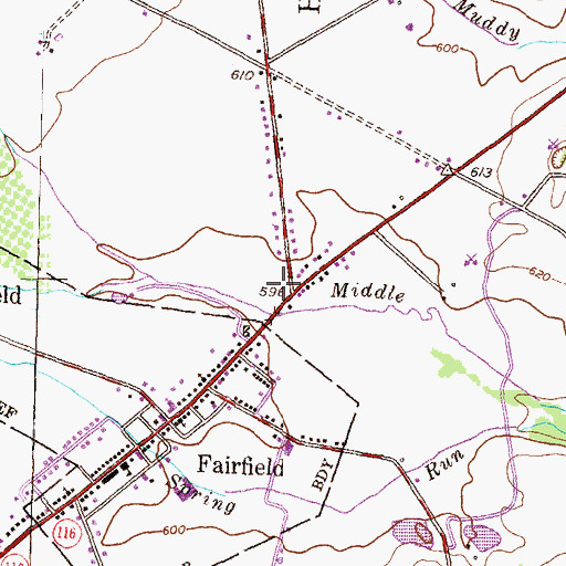 Topographic Map of Fairfield Post Office, PA