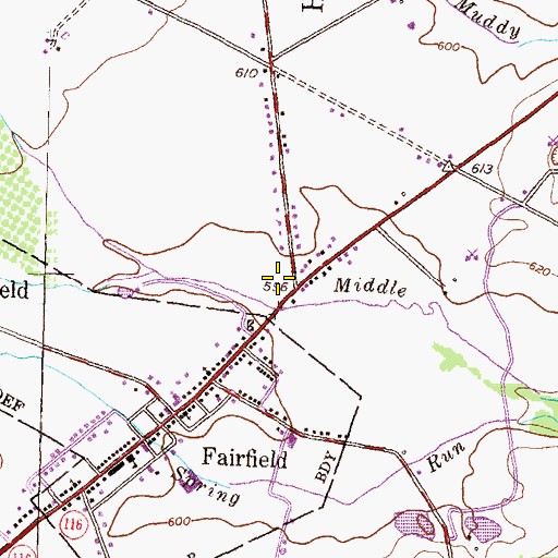 Topographic Map of Fairfield Post Office, PA