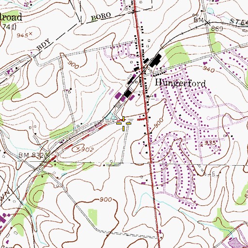 Topographic Map of Shrewsbury Post Office, PA