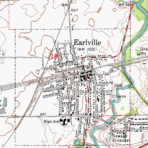 Topographic Map of Earlville Police Department, IL