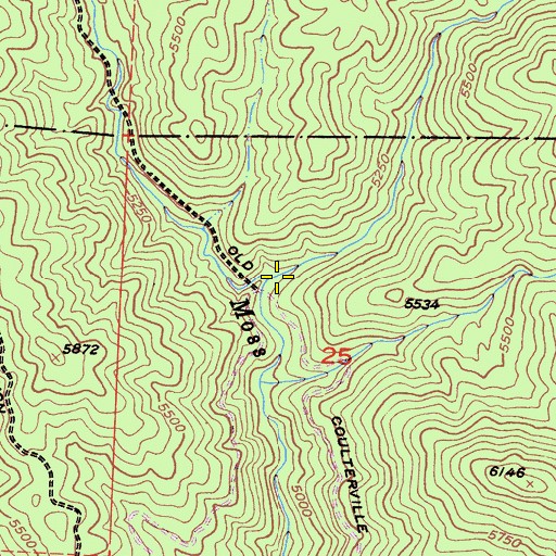 Topographic Map of Twin Bridges, CA