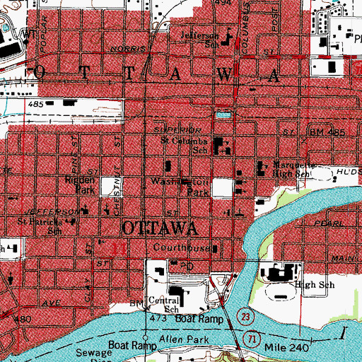 Topographic Map of Ottawa Police Department, IL