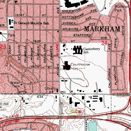 Topographic Map of Cook County Sheriff's Police Department Markham Patrol District, IL