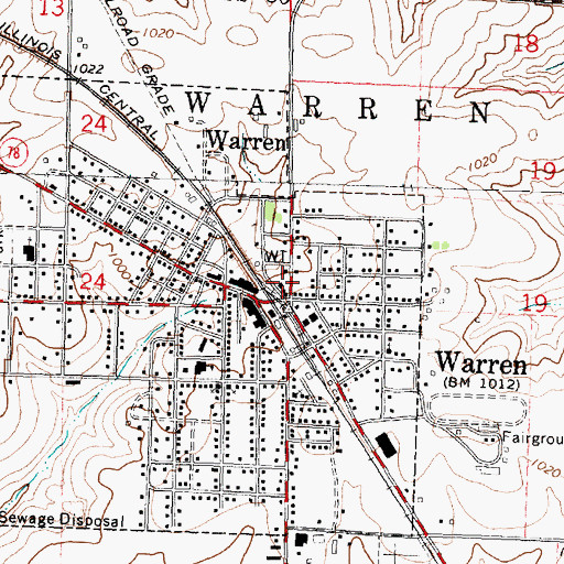Topographic Map of Warren Police Department, IL
