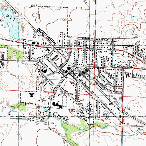 Topographic Map of Walnut Police Department, IL