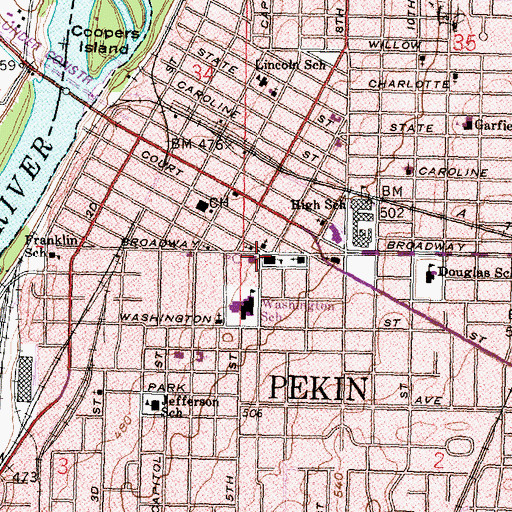 Topographic Map of South Pekin Village Police Department, IL