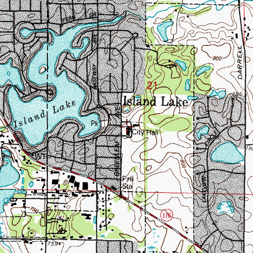 Topographic Map of Island Lake Village Police Department, IL