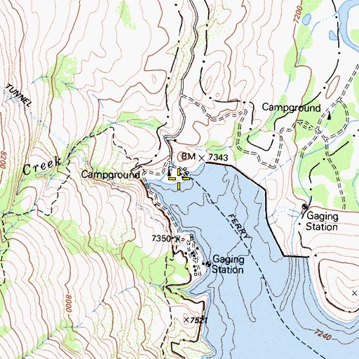 Topographic Map of Florence Lake Resort, CA