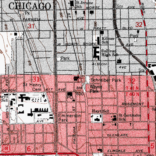 Topographic Map of Chicago Police Department, IL