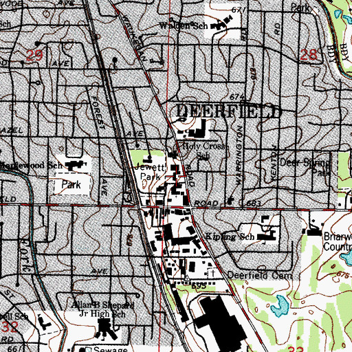 Topographic Map of Deerfield Police Department, IL