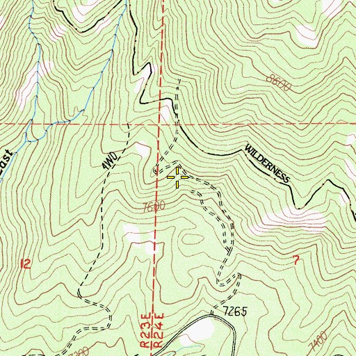 Topographic Map of Walker Mine, CA
