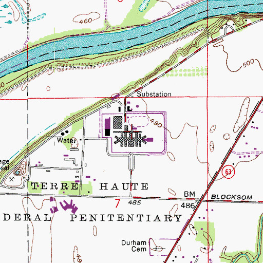 Topographic Map of Federal Correctional Institution Terre Haute, IN