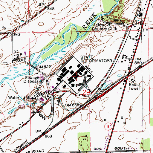Topographic Map of Pendleton Correctional Facility, IN