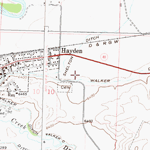 Topographic Map of Hayden Police Department, CO