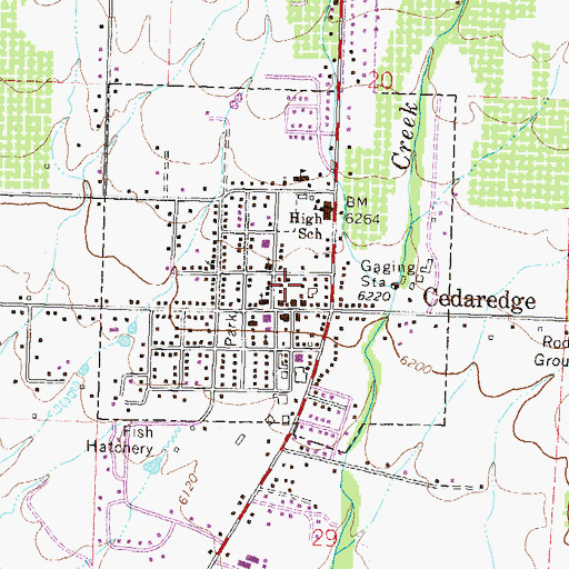 Topographic Map of Cedaredge Police Department, CO