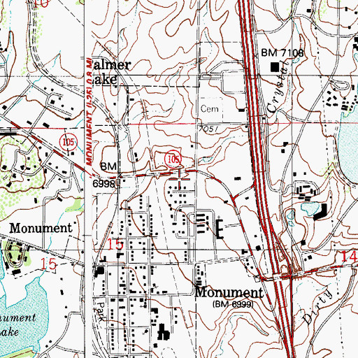 Topographic Map of Monument Police Department, CO