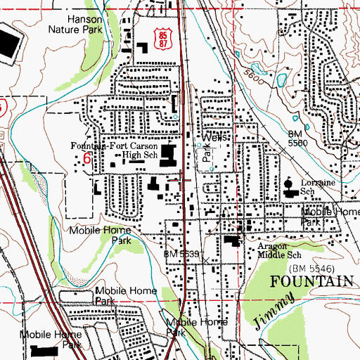 Topographic Map of Fountain Police Department, CO