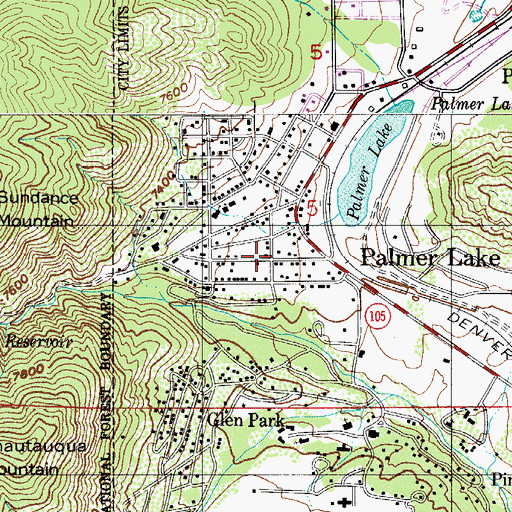 Topographic Map of Palmer Lake Police Department, CO