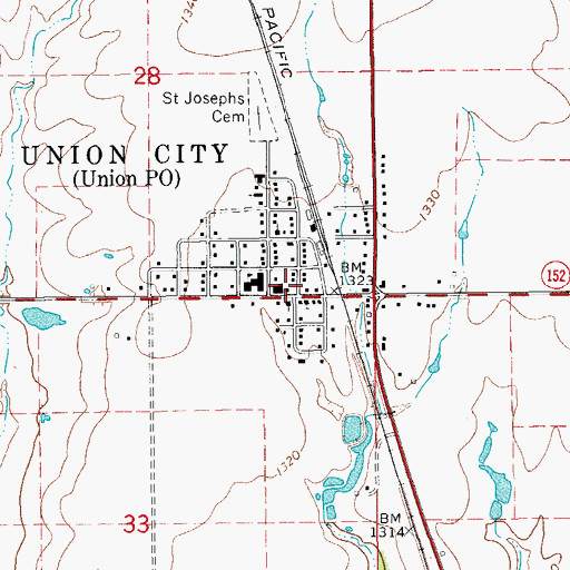Topographic Map of Union City Police Department, OK