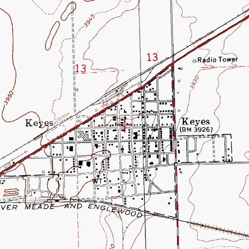 Topographic Map of Keyes Police Department, OK