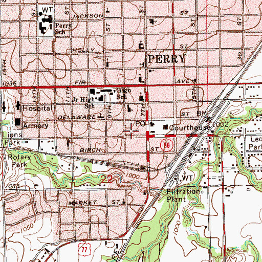 Topographic Map of Noble County Sheriff's Office, OK