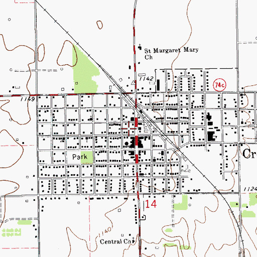 Topographic Map of Crescent Police Department, OK