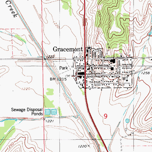 Topographic Map of Gracemont Police Department, OK