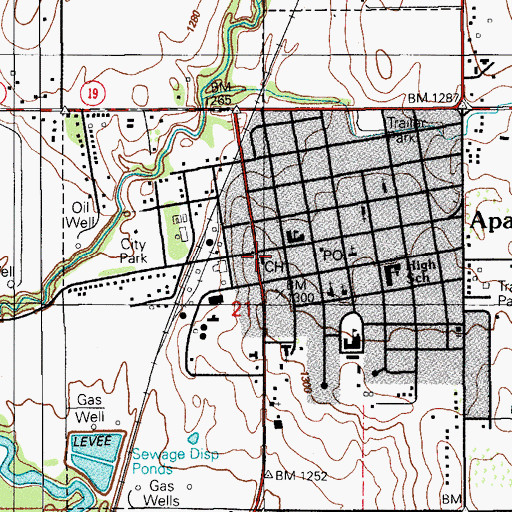 Topographic Map of Apache Police Department, OK