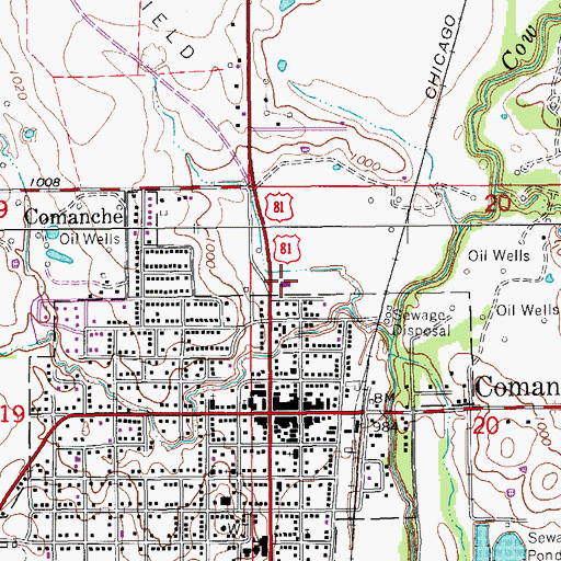 Topographic Map of Comanche Police Department, OK