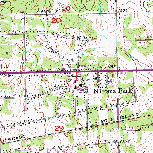 Topographic Map of Nicoma Park Police Department, OK