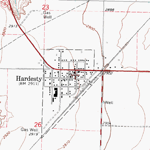 Topographic Map of Hardesty Police Department, OK