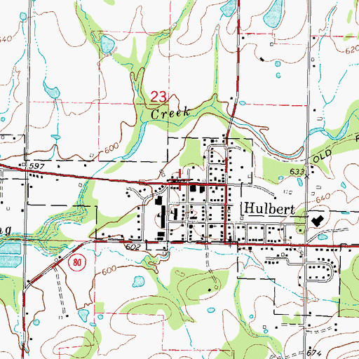 Topographic Map of Hulbert Police Department, OK