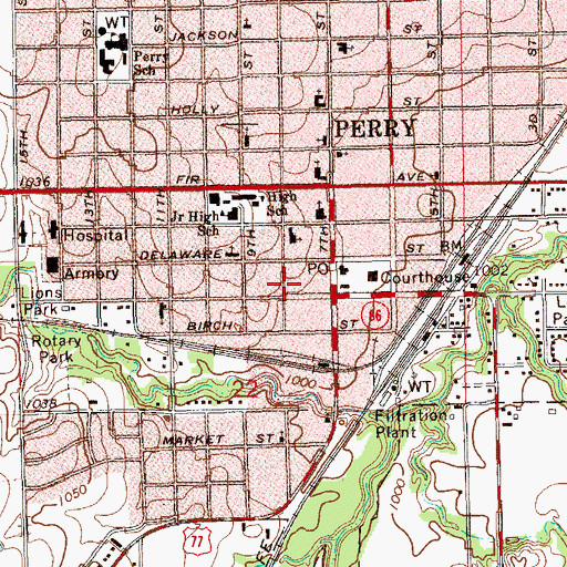 Topographic Map of Perry Police Department, OK