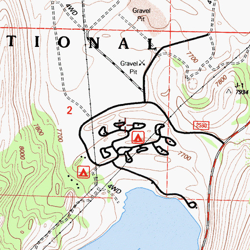 Topographic Map of Oh! Ridge Campground, CA