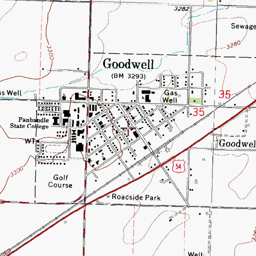Topographic Map of Goodwell Police Department, OK