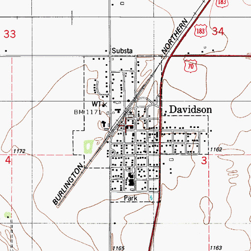 Topographic Map of Davidson Police Department, OK