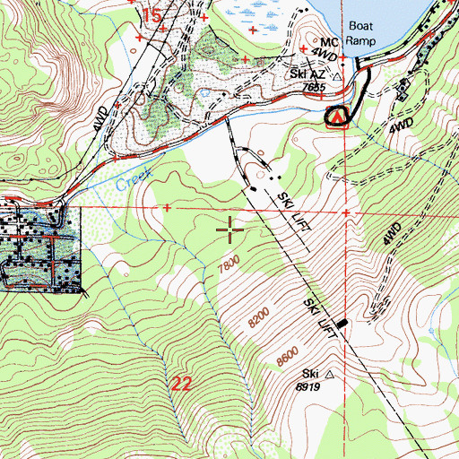 Topographic Map of June Mountain Ski Lodge, CA
