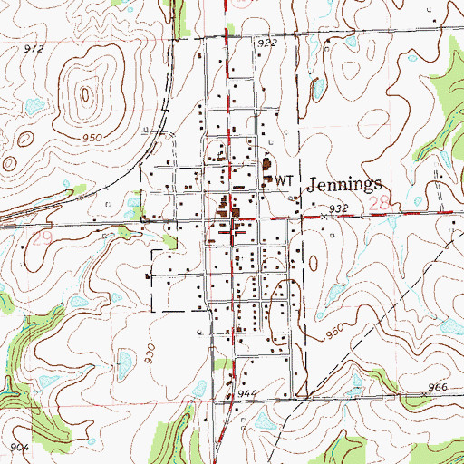 Topographic Map of Jennings Police Department, OK