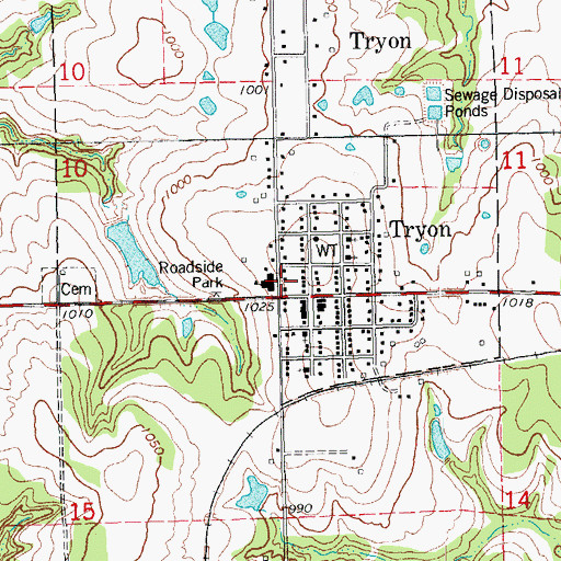 Topographic Map of Tryon Police Department, OK