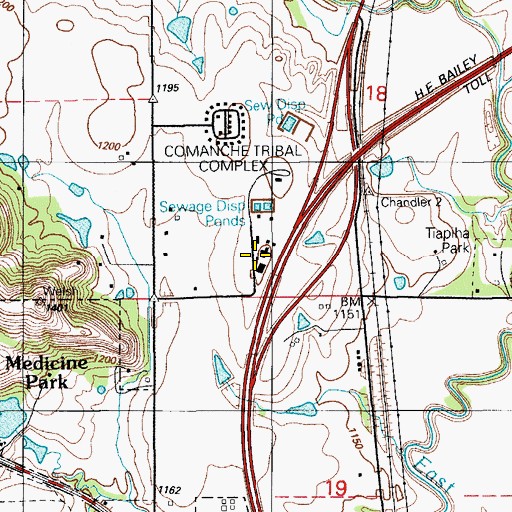 Topographic Map of Comanche Tribal Police Department, OK