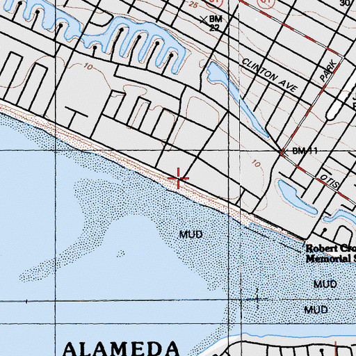 Topographic Map of Alameda Post Office, CA