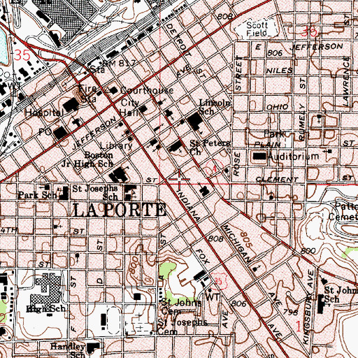 Topographic Map of La Porte Police Department, IN