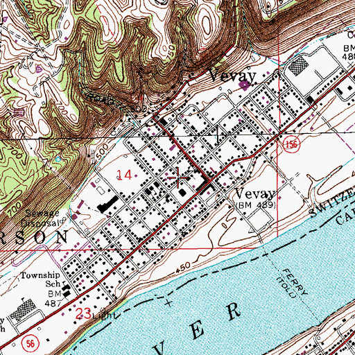 Topographic Map of Switzerland County Sheriff's Office, IN
