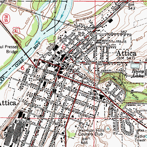 Topographic Map of Attica Police Department, IN
