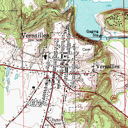 Topographic Map of Versailles Police Department, IN